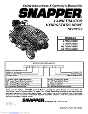 SNAPPER LT150H33IBV, LT150H38IBV, WLT150H38IBV, WLT170H38IBV Operator's Manual