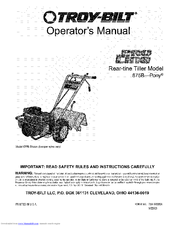 Troy-Bilt Pro line 675B-Pony Operator's Manual