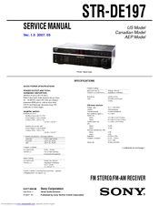 Sony STR DE197 - AV Receiver Service Manual