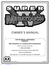 MERIT INDUSTRIES MEGATOUCH SUPER IV Owner's Manual