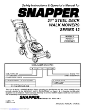 Snapper P216512BV Safety Instructions & Operator's Manual