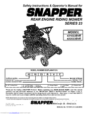 Snapper 421823BVE Safety Instructions & Operator's Manual