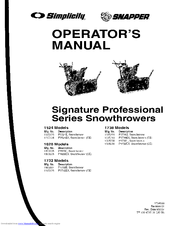 Snapper Signature Professional Series Operator's Manual