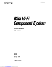 Sony MHC-C70 Operating Instructions Manual