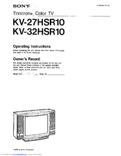 Sony Trinitron KV-32HSR10 Operating Instructions Manual