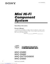 Sony MHC-GX9000 - Mini Stereo System Operating Instructions Manual
