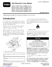 Toro Recycler Series Operator's Manual