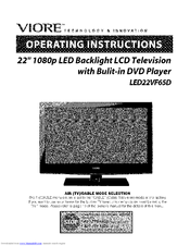 VIORE LED22VF65D Operating Instructions Manual