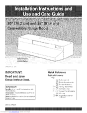 Whirlpool GZ8336 Series and Installation Instructions And Use And Care Manual
