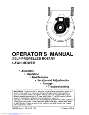 Yard Machines Y160Y21R Operator's Manual