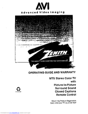 Zenith SL2784BT  and Operating Manual And Warranty