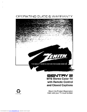 Zenith SENTRY 2 SL2502RK Operating Manual & Warranty