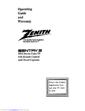 Zenith SENTRY 2 SLS7553S5  and warranty Operating Manual And Warranty