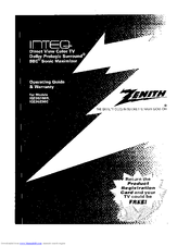 Zenith INTEQ IQZ36Z46D Operating Manual & Warranty