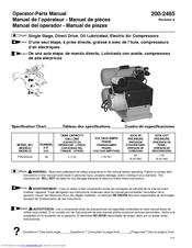 Powermate 200-2485 Operator's & Parts Manual