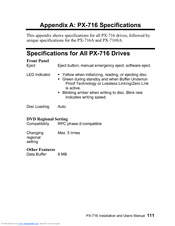 Primera PX-716 Appendix