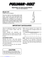 Pullman Holt U10 Operation & Care Instructions Manual