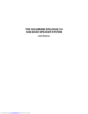 Goldmund EPILOGUE 3 SIGNATURE User Manual