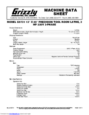 Grizzly G9731 Datasheet