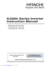 Hitachi SJ2002 Series Instruction Manual