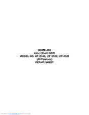 Homelite UT10522 Repair Sheet