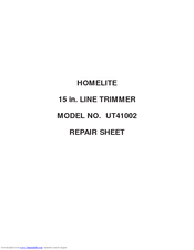 Homelite VERSALITE UT41002 Repair Sheet