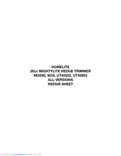 Homelite UT40502 Repair Sheet