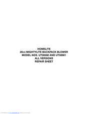 Homelite MightyLite UT08981 Repair Sheet