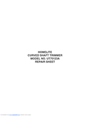Homelite UT70123A Repair Sheet