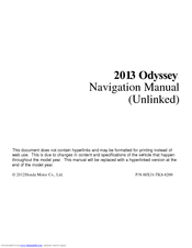 Honda Odyssey Navigation Manual