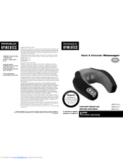 HoMedics Neck & Shoulder Massager NMSQ-200-1 Instruction Manual And Warranty