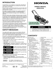 Honda HRR216VXA Owner's Manual