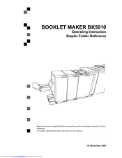 Ricoh BOOKLET MAKER BK5010 Operating Instructions Manual