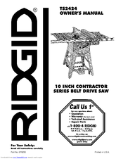 RIDGID Contractor TS2424 Owner's Manual