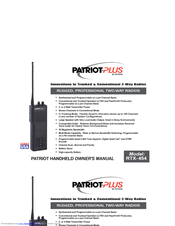 Patriot PATRIOT PLUS RTX-454 Owner's Manual