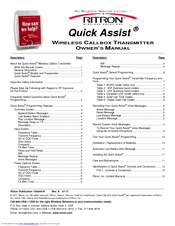 Ritron Quick Assist RQA-451 Owner's Manual