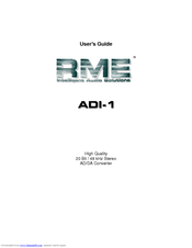 RME Audio ADI-1 User Manual