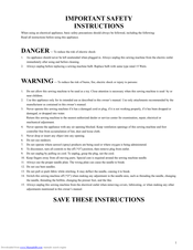 Janome Jem Gold 2 661 Important Safety Instructions Manual