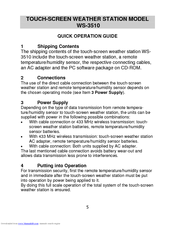 La Crosse Technology WS-3512 Quick Operation Manual