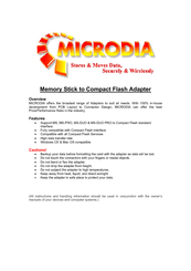 Microdia Memory Stick Overview