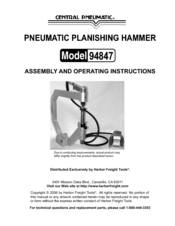 Central Pneumatic 94847 Assembly And Operating Instructions Manual