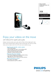 Philips GoGear SA3427 Specifications