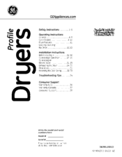 GE Profile PTDN850GM0WW Owner's Manual And Installation Instructions