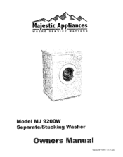 Majestic Appliances MJ-9200W Owner's Manual