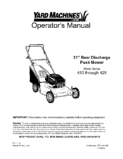 MTD Yard Machines 429 Series Operator's Manual