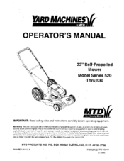 MTD Yard Machines 530 series Operator's Manual