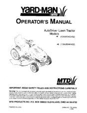 MTD AutoDrive 13AX604G402 Operator's Manual