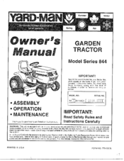 Yard-Man Series 844 Owner's Manual