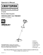 Craftsman WEEDWACKER INCREDI-PULL 316.990080 Operator's Manual