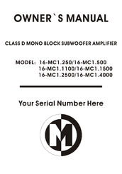 Memphis 16-MC 1.4000 Owner's Manual